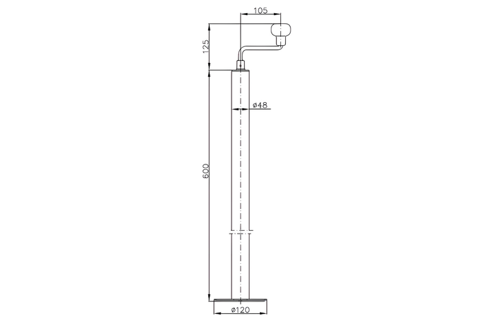 Suporte de manivela extensível WINTERHOFF ST48-120 para reboque de 150 kg, 600-820 mm
