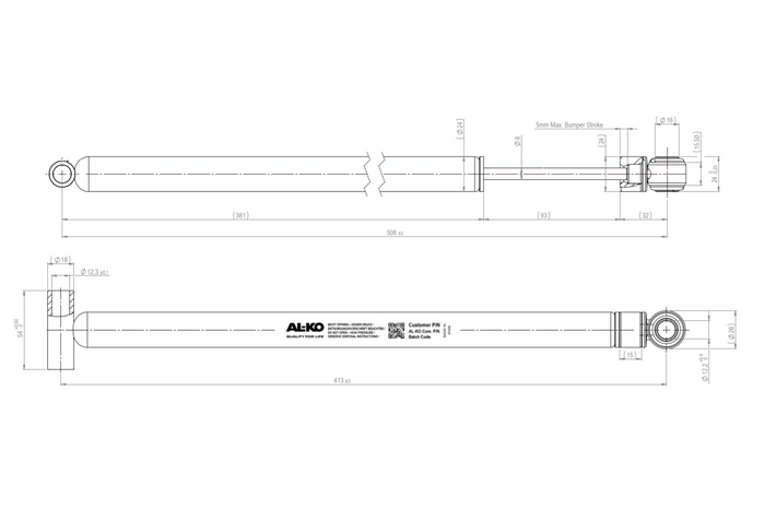 Amortecedor para o dispositivo de inércia/freio AL-KO 161S para reboque de 1600 kg