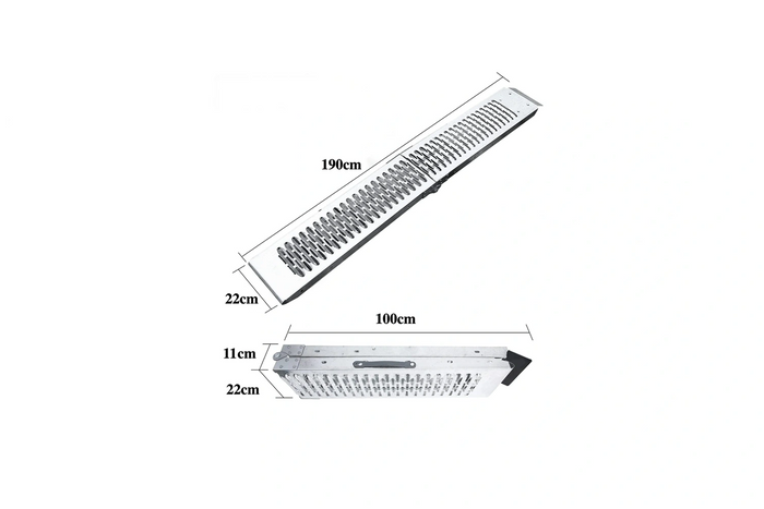 UNITRAILER ALR004B rampas dobráveis de aço para reboques, 190 cm, 400 kg, conjunto de 2