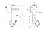 Suporte de manivela extensível UNITRAILER JL1 para reboque plataforma de 1500 kg, 346-576 mm