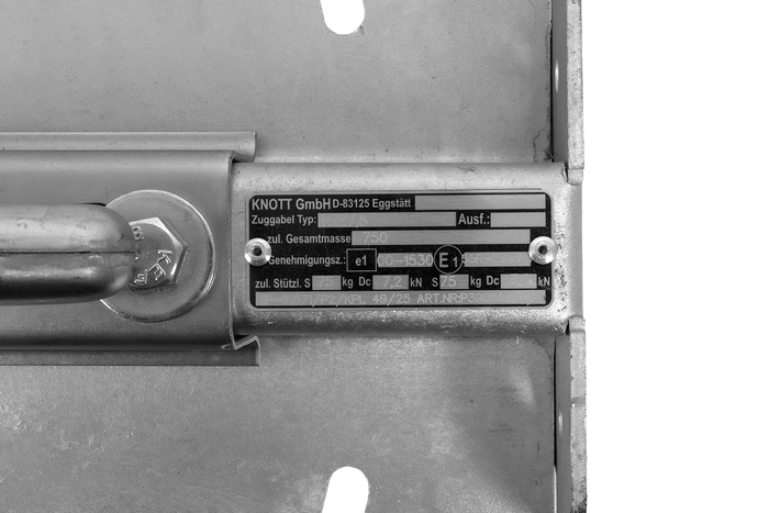 Engate de bola KNOTT K7.5-H+KZE7.5 para reboque de 750 kg com barra de tração tipo V