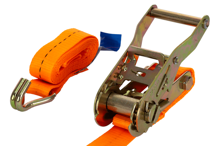 Conjunto de quatro cintas de transporte UNITRIALER laranja de 2m/25mm/1t com tensor.