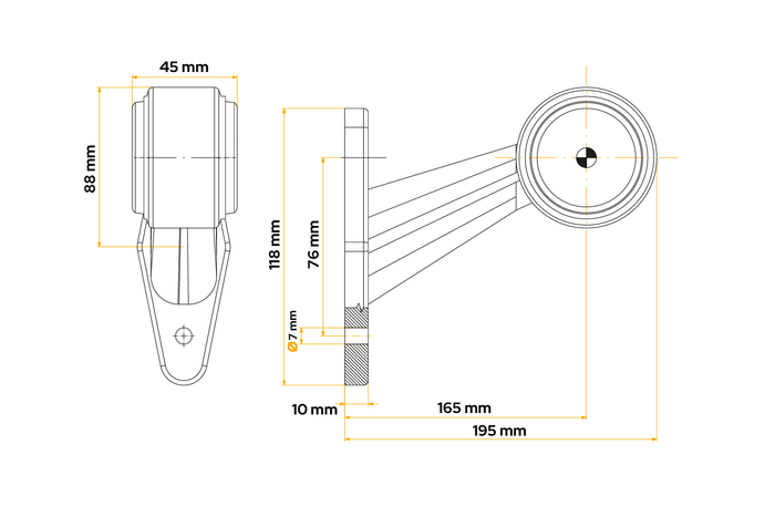 Lâmpada marcadora LED FRISTOM FT-009E universal em braço de borracha