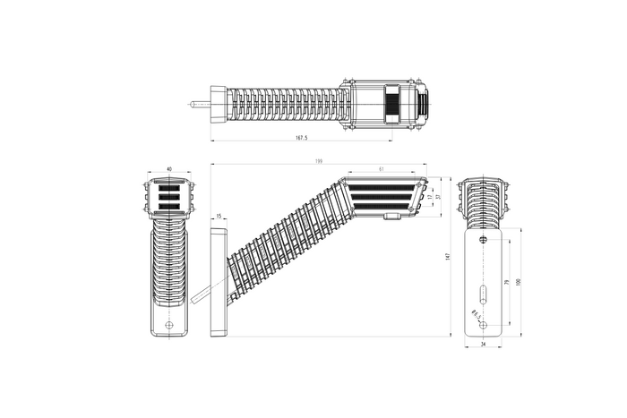 WAŚ 2552L W297.5.1 Luz de sinalização esquerda em LED com braço longo